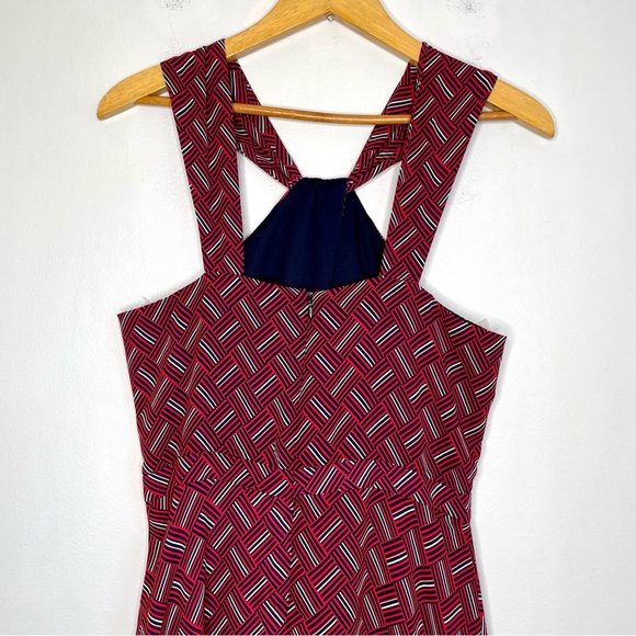 SOLD Banana Republic Wrap Halter Midi Dress Size 6 Basketweave Red - Picture 3 of 11